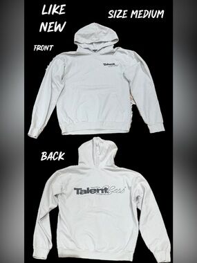 TALENTLESS White unisex Hoodie with Logo Print